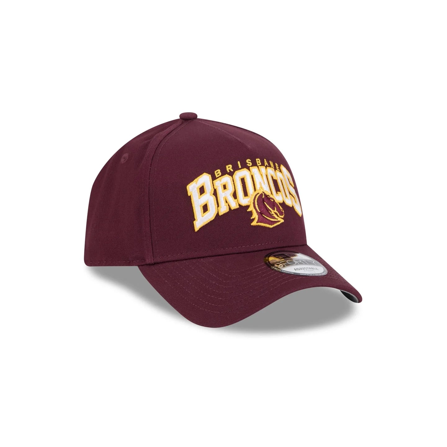Brisbane Broncos Hat - Maroon Logo Arch 9Forty A-Frame NRL Snapback Cap - New Era